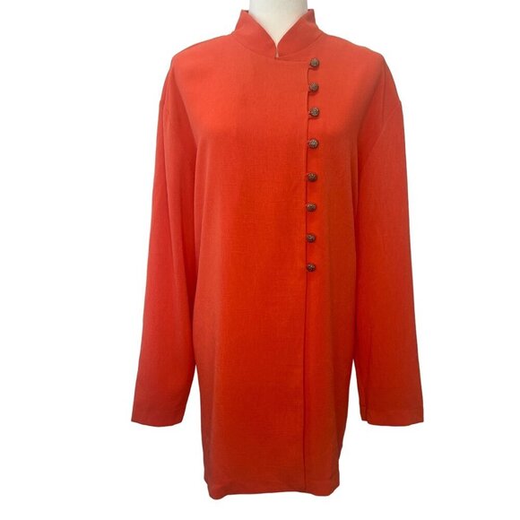 Ruth Norman Saks Fifth Avenue Tunic Blouse Cardigan Vintage Coral Color Size 2X - Picture 1 of 7